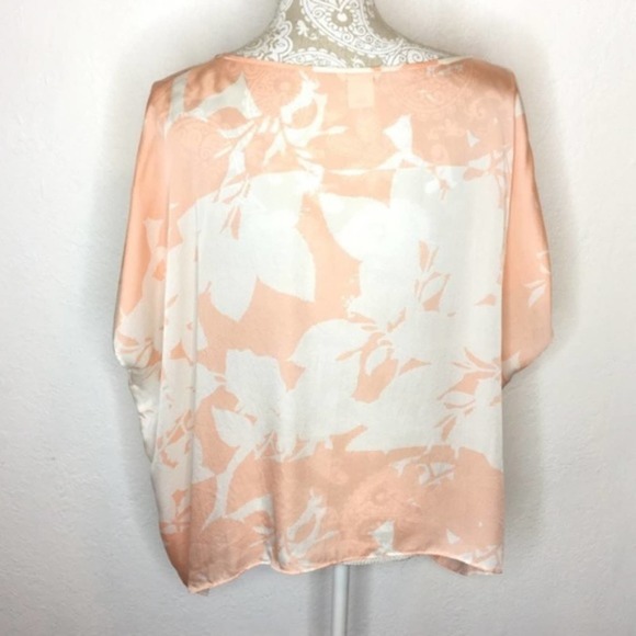 Club Monaco Draped SILK Floral Blouse SMALL ab175 - Picture 2 of 7